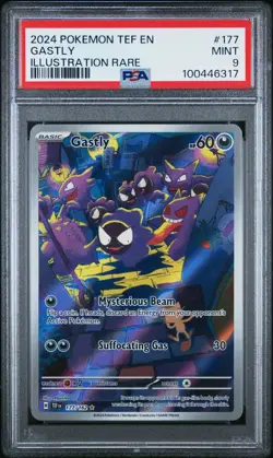 Pokemon TCG Gastly Illustration Rare Card 177/162 Temporal Forces Graded PSA 9 - Image 1