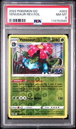 2022 POKEMON GO #003 VENUSAUR-REVERSE FOIL PSA 8 - Image 1
