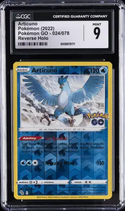 2022 POKEMON POKEMON GO REVERSE HOLO #024/078 ARTICUNO CGC 9 - Image 1
