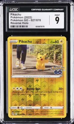 2022 POKEMON GO REVERSE HOLO #027 PIKACHU CGC 9 - Image 1