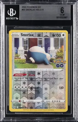 2022 POKEMON GO HOLO RARE #55 SNORLAX BGS 6 - Image 1