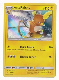 Pokemon Sun & Moon Trainer Kit #30/30 Alolan Raichu - Image 1