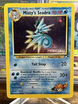 Pokemon TCG Misty's Seadra Holo Rare Gym Heroes Prerelease - Image 1