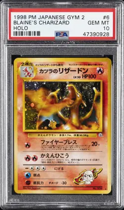 1999 POKEMON JPN GYM 2 #6 BLAINE'S CHARIZARD-HOLO PSA 10 - Image 1
