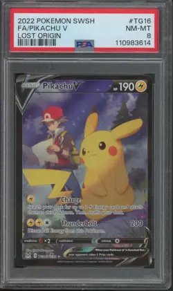 Pokemon TCG Pikachu V TG16/TG30 Lost Origin Trainer Gallery Ultra Rare PSA 8 - Image 1