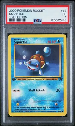 PSA 1 Squirtle 1st Edition Team Rocket 68/82 Non Holo Rare 2000 Pokemon WoTC PR - Image 1