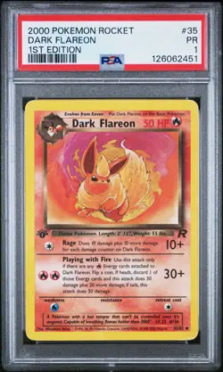 PSA 1 Dark Flareon 1st Edition Pokemon #35 Team Rocket 2000 WoTC PR - Image 1