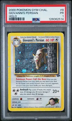 PSA 1 Giovanni's Persian Holo Foil 8/132 Gym Challenge 2000 Pokemon WoTC PR - Image 1
