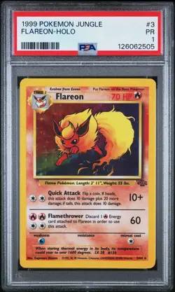 PSA 1 Flareon Jungle Holo Foil Rare 3/64 #3 1999 Pokemon WoTC PR - Image 1