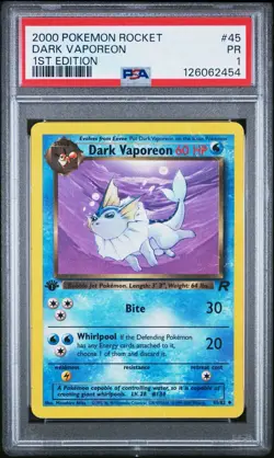 PSA 1 Dark Vaporeon 1st Edition Team Rocket Rare 45/82 2000 Pokemon WoTC PR - Image 1