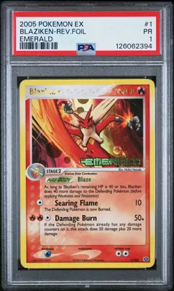 PSA 1 Blaziken Reverse Holo Foil 1/106 EX Emerald 2005 Pokemon PR - Image 1