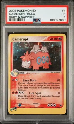 PSA 1 Camerupt Holo 4/109 EX Ruby & Sapphire 2003 Pokemon E Reader WoTC PR - Image 1