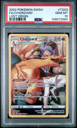 2022 POKEMON SWORD & SHIELD LOST ORIGIN #TG03 FULL ART/CHARIZARD PSA 10 - Image 1