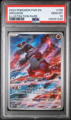 Pokemon Groudon Illustration Rare 199/182 Paradox Rift Gem Mint PSA 10 - Image 1