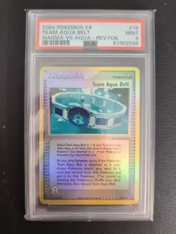 Team Aqua Belt 76/95 Reverse Foil Pokemon Card Ex TMTA PSA 9 - Image 1
