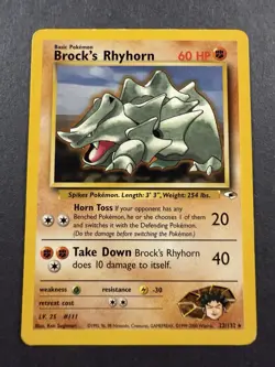Pokemon TCG Brock's Rhyhorn Gym Heroes 22/132 Unlimited Rare Card - Image 1
