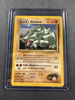 Pokemon TCG Brock's Rhyhorn Gym Heroes 22/132 Unlimited Rare Card - Image 3