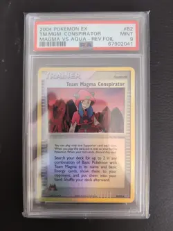 Team Magma Conspirator 82/95 Reverse Foil Pokemon Card Ex TMTA PSA 9 - Image 1