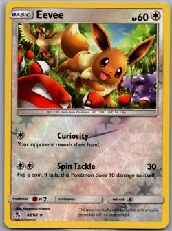 Eevee 48/68 Reverse Holo Hidden Fates - Pokemon Card - NM - Image 1