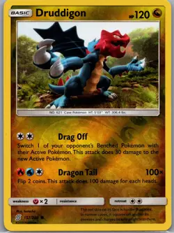 Druddigon 157/236 Reverse Holo SM - Unified Minds - Pokemon Card - NM - Image 1