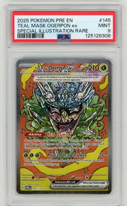 Pokemon Prismatic Evolutions TEAL MASK OGERPON EX SIR #145/131 PSA 9 MINT - Image 1