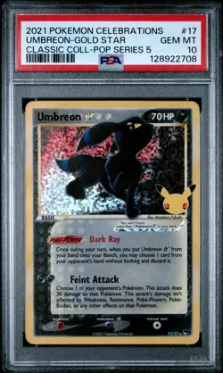 2021 POKEMON CELEBRATIONS CLASSIC COLL #17 UMBREON-GOLD STAR PSA 10 - Image 1