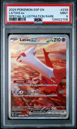 Pokemon Latias EX TCG Surging Sparks 239/191 Special Illustration Rare PSA 9 - Image 1
