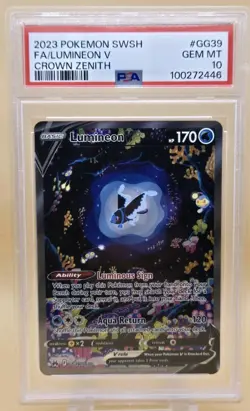 2023 Pokemon SWSH Crown Zenith Lumineon V Galarian Gallery #GG39/GG70 PSA 10 - Image 1