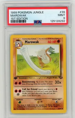 1999 Pokemon Jungle 1st Edition MAROWAK Non Holo #39/64 PSA 9 MINT - Image 1