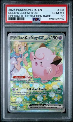 2025 POKEMON JTG EN-JOURNEY TOGETHER #184 LILLIE'S CLEFAIRY EX PSA 10 - Image 1