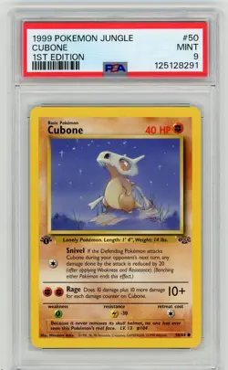 1999 Pokemon Jungle 1st Edition CUBONE Non Holo #50/64 PSA 9 MINT - Image 1