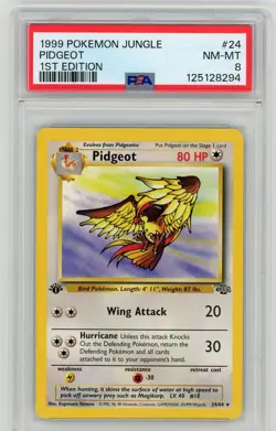 1999 Pokemon Jungle 1st Edition PIDGEOT Non Holo #24/64 PSA 8 NM-MT - Image 1