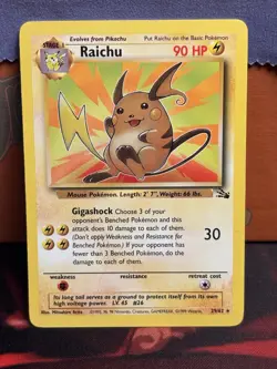 Raichu 29/62 Fossil Non Holo Rare Pokemon TCG 1999 - Image 1
