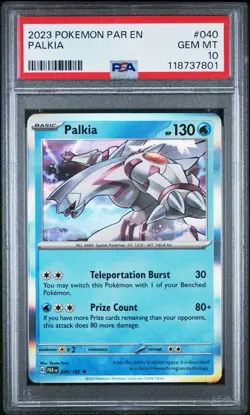 PSA 10 PALKIA #040 HOLO PARADOX RIFT 2023 POKEMON (POP 6) GEM MINT - Image 3