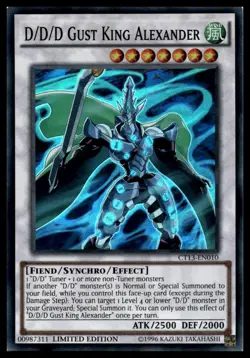 D/D/D Gust King Alexander CT13-EN010 Limited Edition Super Rare YuGiOh NM - Image 1