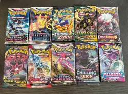 Pokemon Card Booster Pack Lot of 10x - Evolving Skies Lost Origin Crown Zenith - Image 1