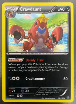 Crawdaunt 92/160 Holo Rare Primal Clash | MP | Pokemon Trading Card TCG - Image 1