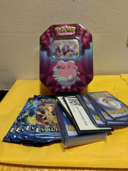 Pokemon Blissey Tin With Sun And Moon 16 Open Sealed Booster Packs And Cards New - Image 1