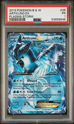 2013 Articuno Ex 25/135 Pokemon B&W Plasma Storm Holo foil PSA 1 POOR - Image 1