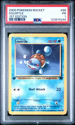2000 POKEMON ROCKET 1ST ED #68 SQUIRTLE PSA 1 - Image 1