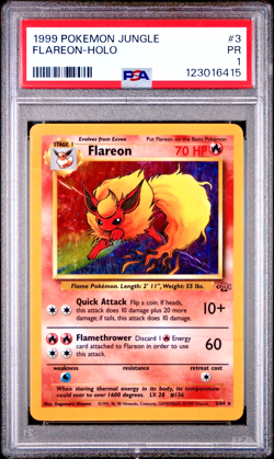 PSA 1 PR 1999 Pokemon Jungle Flareon 3/64 Holo Foil Rare WOTC - Image 1