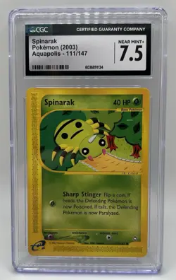 2003 Pokemon Aquapolis #111/147 Spinarak CGC 7.5 - Image 1