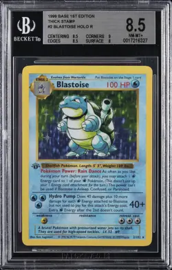 1999 POKEMON BASE SET 1ST EDITION THICK STAMP BLASTOISE BGS 8.5 - Image 1