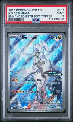2025 POKEMON JTG EN-JOURNEY TOGETHER #167 N'S RESHIRAM PSA 9 - Image 1