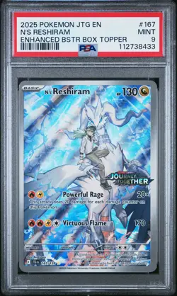 2025 POKEMON JTG EN-JOURNEY TOGETHER #167 N'S RESHIRAM PSA 9 - Image 1