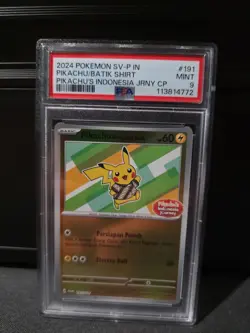 2024 POKEMON INDONESIAN SV-P PROMO #191 PIKACHU IN BATIK SHIRT PSA 9 - Image 1