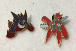 Lot of 2 Official Pokemon Collector Pins - Scizor & Mega Gengar, excellent cond. - Image 1