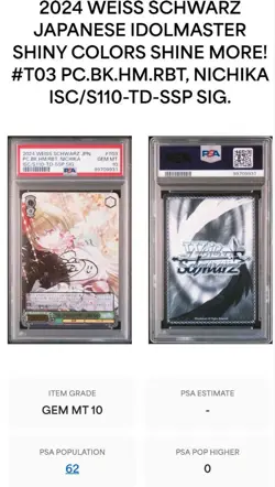 Weiss Schwarz Nanakusa Nichika SSP Autograph PSA10 Card Rare Trading Collectible - Image 3