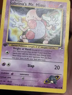 1st Edition Sabrina's Mr. Mime 94/132 Gym Heroes Non Holo Common Pokemon TCG - Image 5