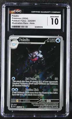Pokemon Palafin 225/091 Paldean Fates Illustration Rare CGC 10 GEM MINT - Image 1